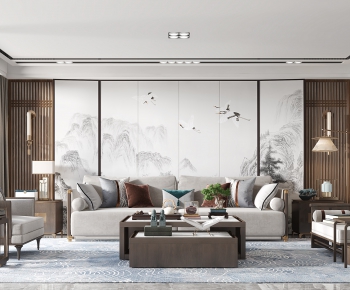 New Chinese Style A Living Room-ID:649234061