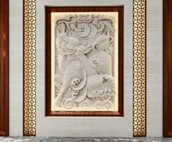 中式浮雕装饰墙-ID:252213958