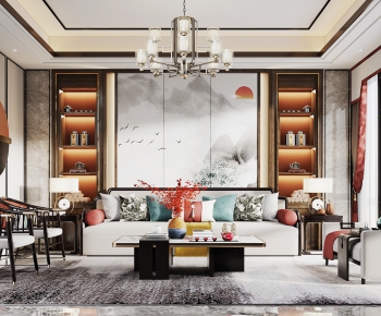 New Chinese Style A Living Room-ID:111408006