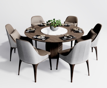 新中式圆形餐桌椅组合-ID:455401909