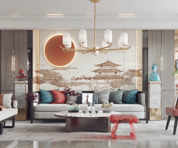 New Chinese Style A Living Room-ID:804054025