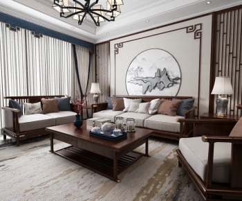 New Chinese Style A Living Room-ID:782227044