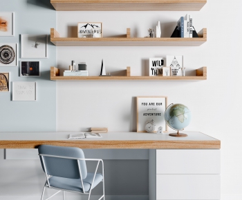 Nordic Style Computer Desk And Chair-ID:373574022