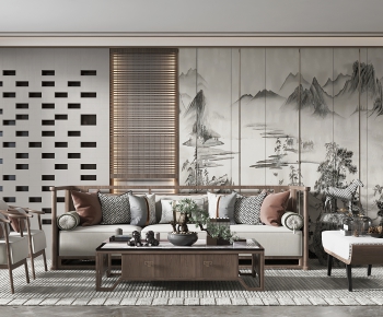 New Chinese Style A Living Room-ID:100703958