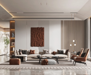 Modern Wabi-sabi Style A Living Room-ID:204565056