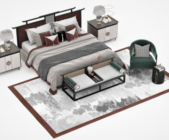 New Chinese Style Double Bed-ID:868129799