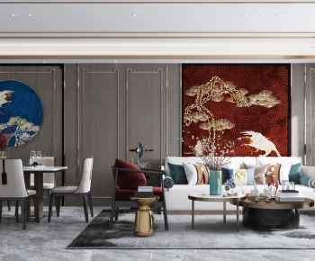 New Chinese Style A Living Room-ID:127597093