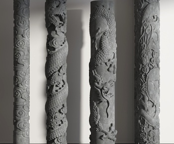 中式龙雕花柱子-ID:1168697