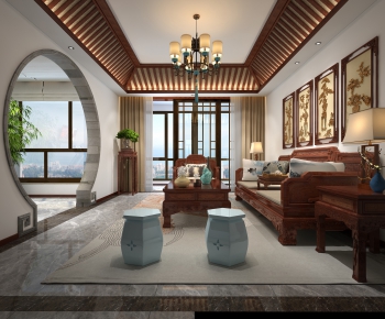 Chinese Style A Living Room-ID:524986039