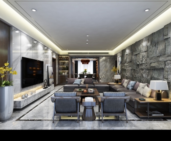 New Chinese Style A Living Room-ID:952687983