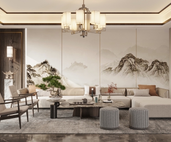 New Chinese Style A Living Room-ID:585264929