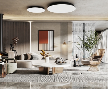 Modern Wabi-sabi Style A Living Room-ID:408370524