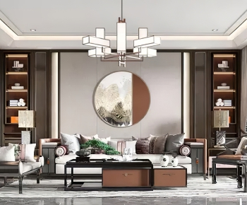 New Chinese Style A Living Room-ID:686407099