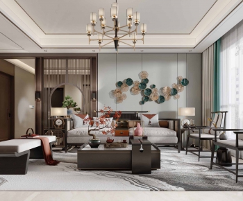 New Chinese Style A Living Room-ID:305543907