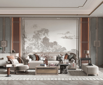 New Chinese Style A Living Room-ID:821820022