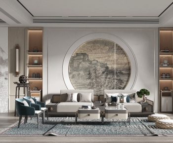 New Chinese Style A Living Room-ID:912636047