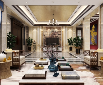 New Chinese Style A Living Room-ID:609596976