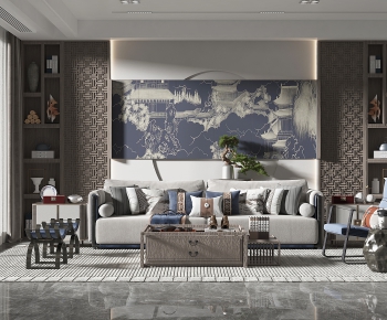 New Chinese Style A Living Room-ID:716125011