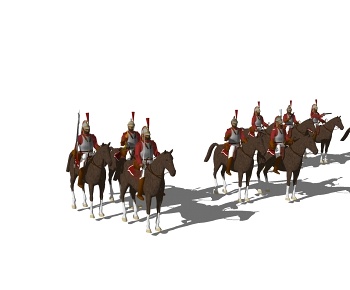 现代骑兵组合3D模型