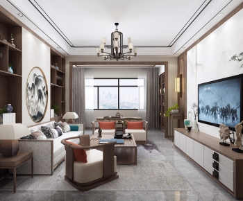 New Chinese Style A Living Room-ID:244083885