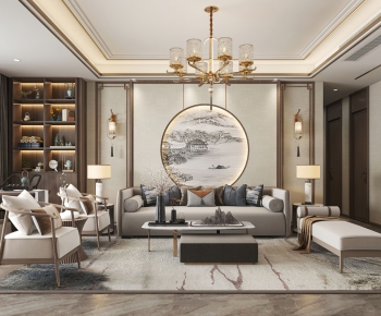 New Chinese Style A Living Room-ID:186141016