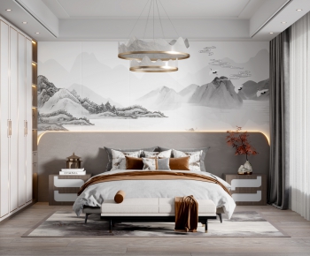 New Chinese Style Bedroom-ID:917361973