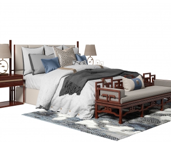 New Chinese Style Double Bed-ID:949346079