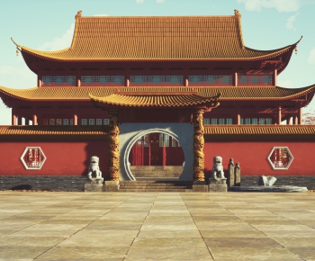 中式寺庙建筑外观-ID:131318099