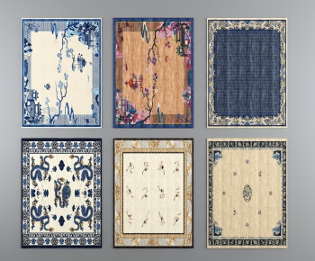 新中式方形地毯组合-ID:649514914