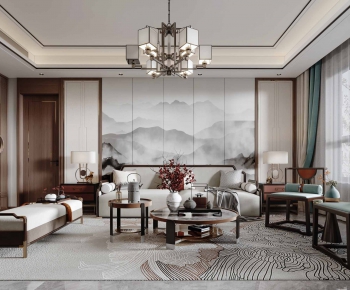 New Chinese Style A Living Room-ID:263598923