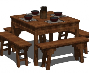 中式实木餐桌椅-ID:267802001