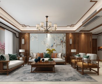 New Chinese Style A Living Room-ID:850369982