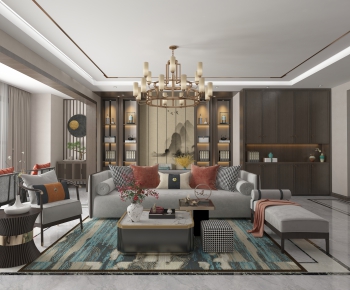 New Chinese Style A Living Room-ID:429804096