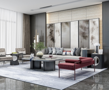 New Chinese Style A Living Room-ID:115500935