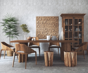 Wabi-sabi Style Dining Table And Chairs-ID:980434897