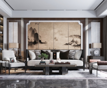 New Chinese Style A Living Room-ID:678644907