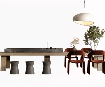Wabi-sabi Style Dining Table And Chairs-ID:738080988