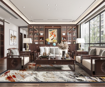 New Chinese Style A Living Room-ID:382919338
