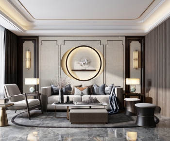 New Chinese Style A Living Room-ID:635940079