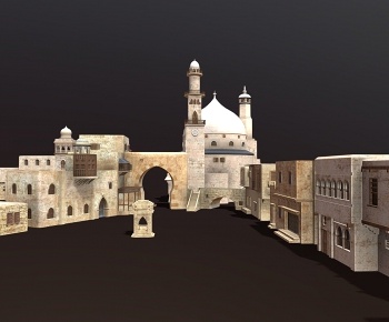 现代阿拉伯建筑，教堂3D模型