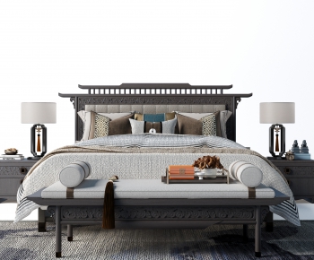 New Chinese Style Double Bed-ID:878474954