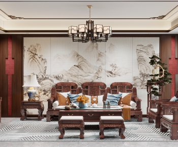 Chinese Style A Living Room-ID:616829472