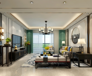 New Chinese Style A Living Room-ID:711507085