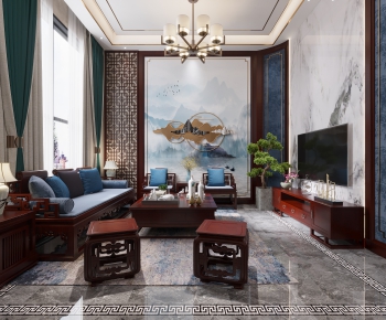 Chinese Style A Living Room-ID:390249979