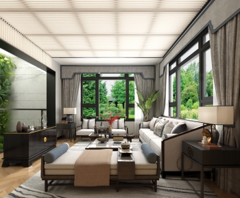 New Chinese Style A Living Room-ID:656008019