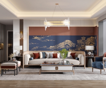 New Chinese Style A Living Room-ID:242295989