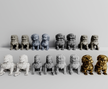 中式石狮子雕塑-ID:582609225