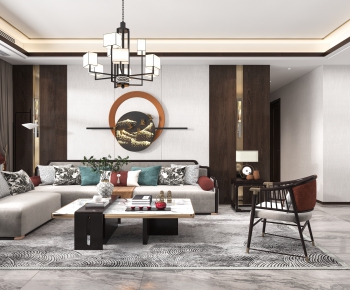 New Chinese Style A Living Room-ID:297163969