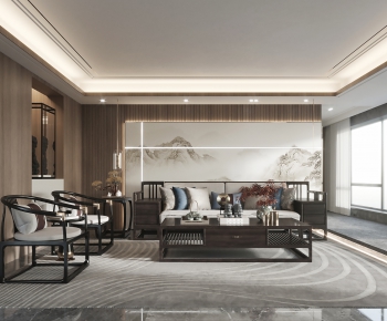 New Chinese Style A Living Room-ID:554040916