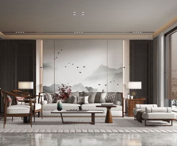 New Chinese Style A Living Room-ID:827384958